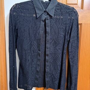 Anne Fontaine Classic Black Lace Stretch shirt. Size 40- US Size 6
